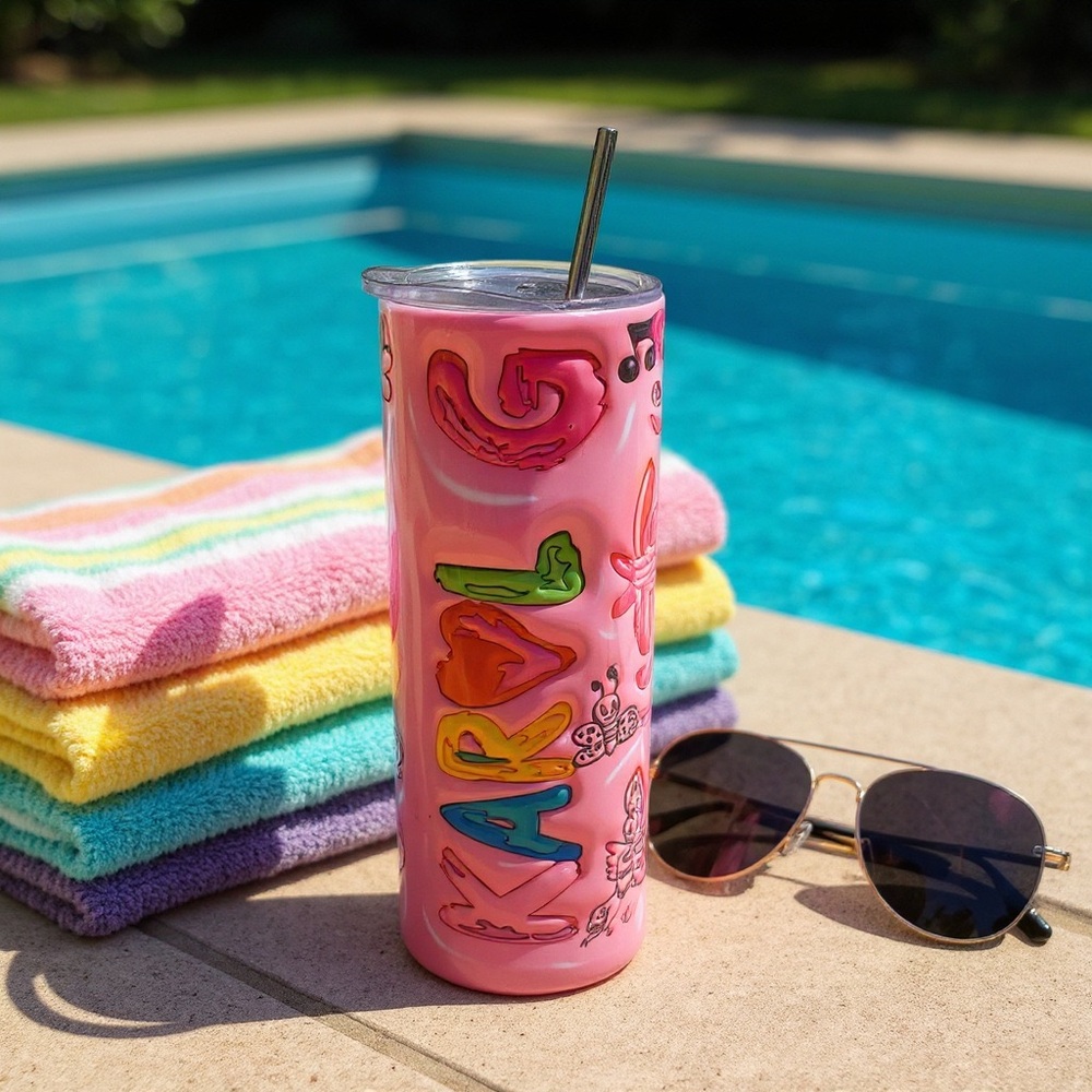 Karol G Pink Tumbler with Straw